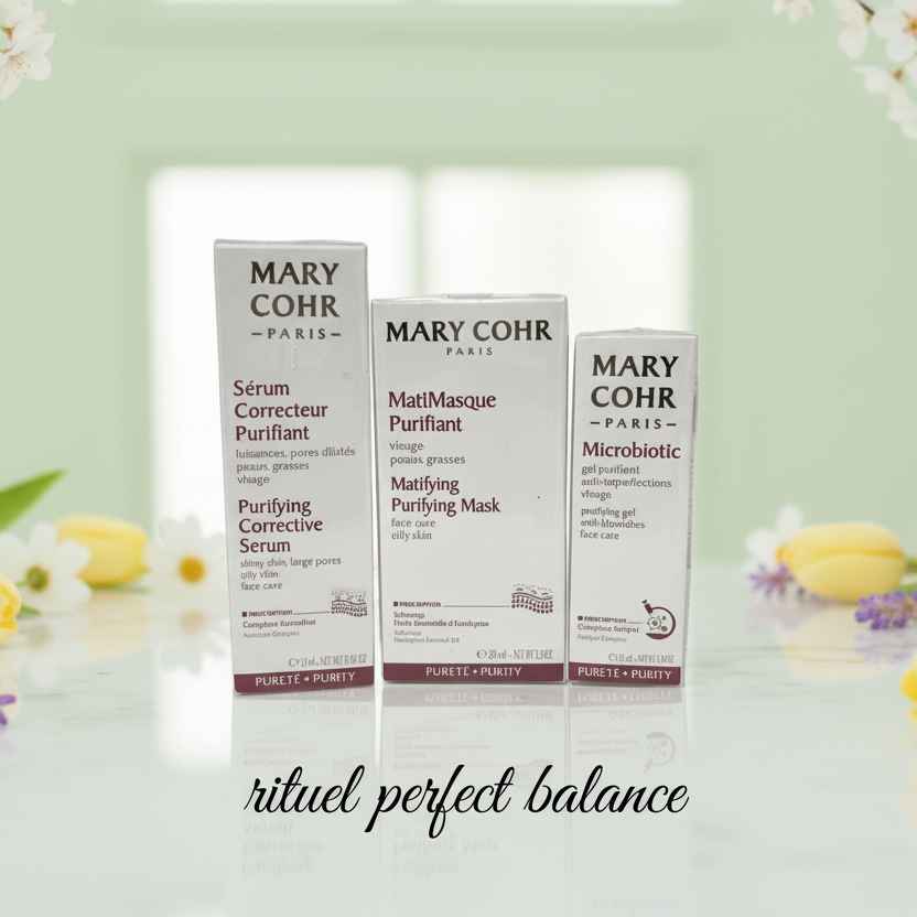 Rituel Perfect Balance Mary Cohr – sérum purifiant, Matimasque, Microbiotic – Disponible au Boudoir de Charlotte Arras